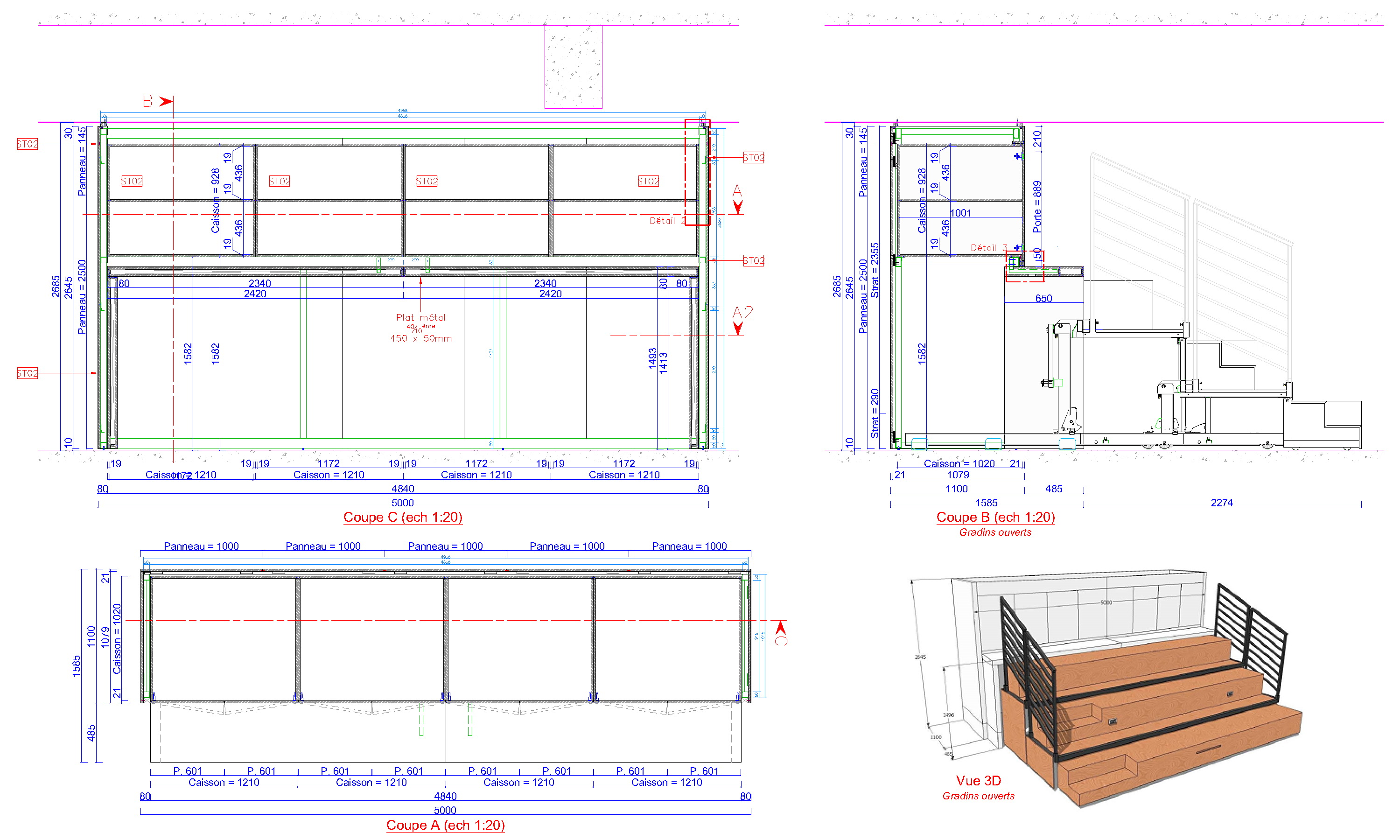 absolu bureau etudes plan autocad bureaux estrade escamotable