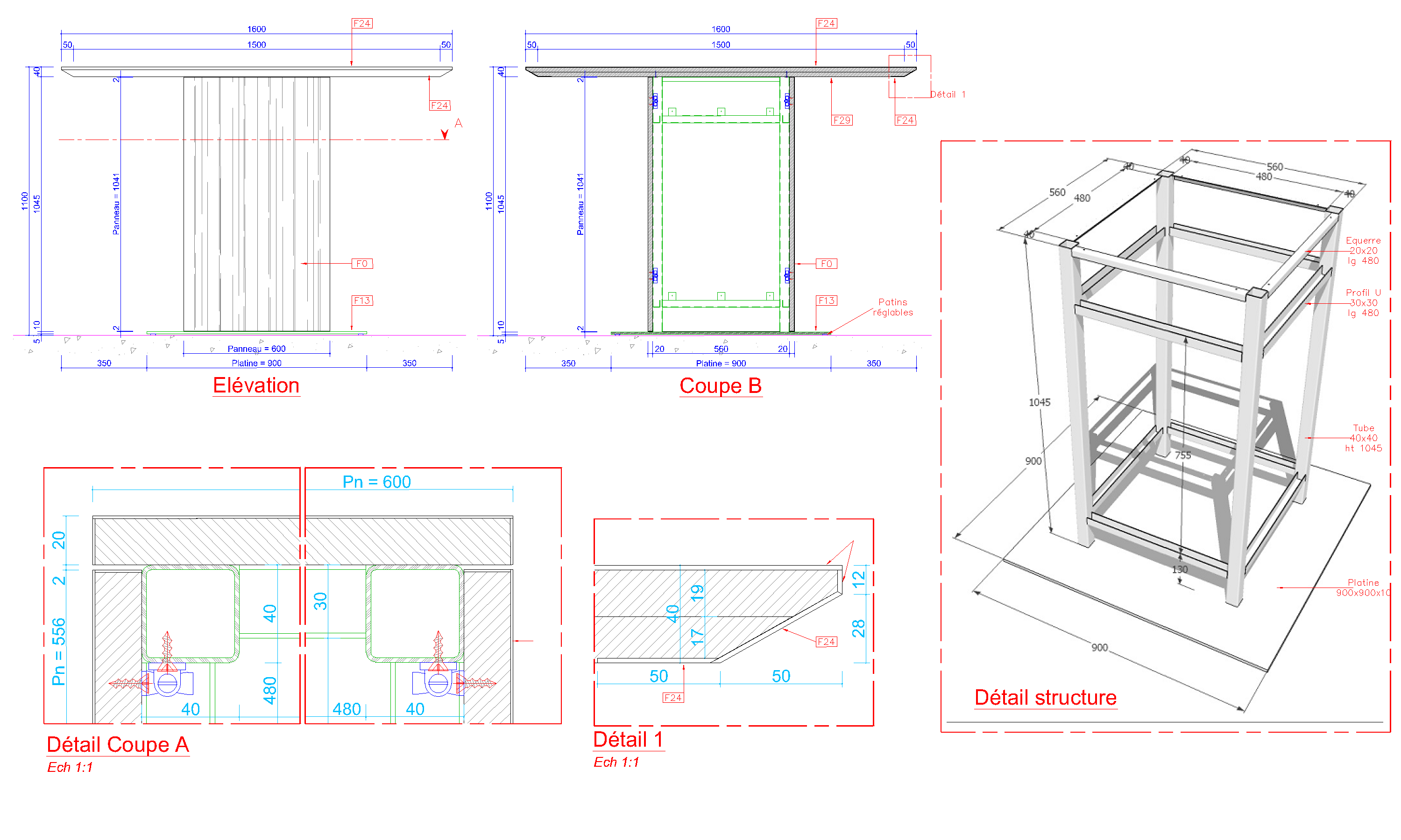 absolu bureau etudes plan autocad bureaux caisson tablette