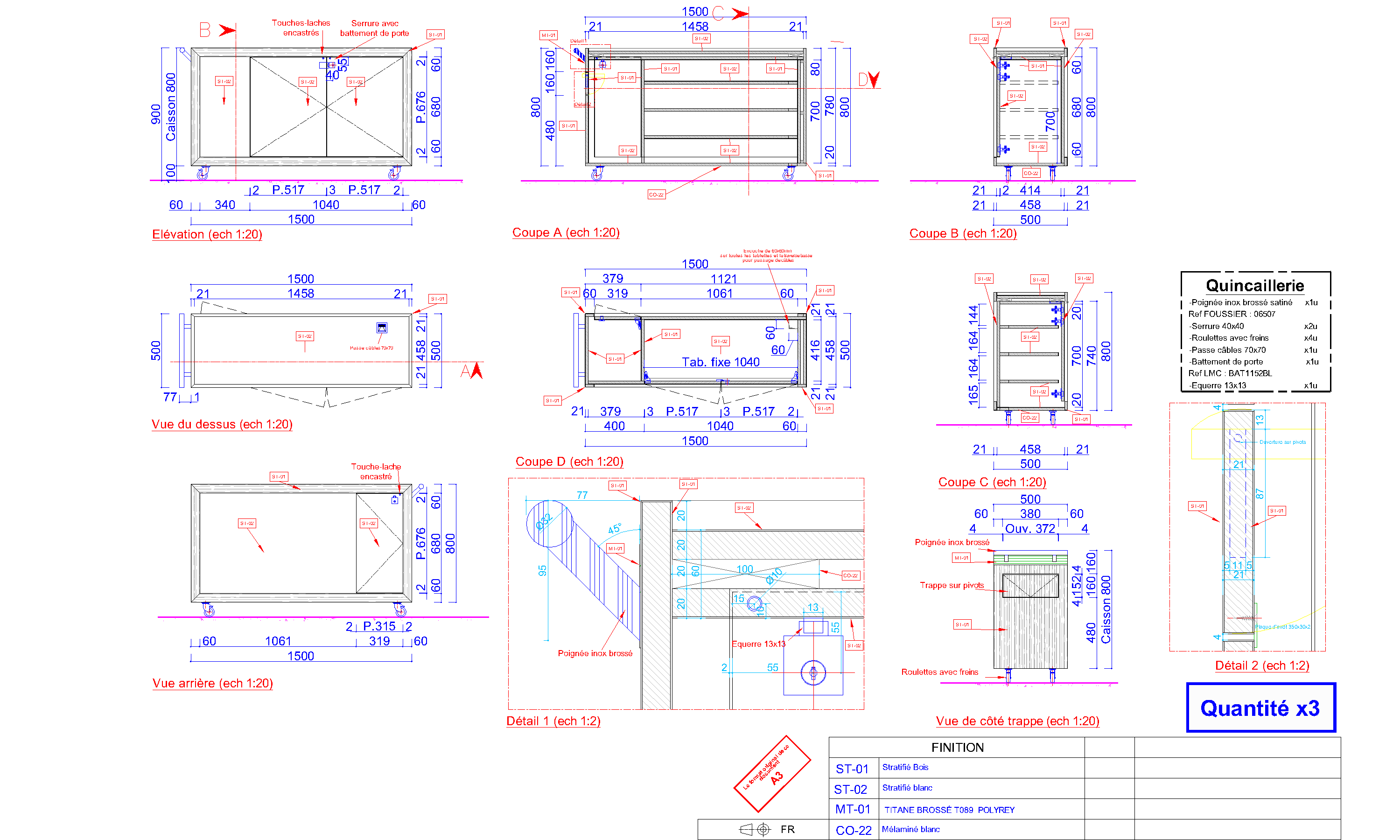 absolu bureau etudes office work space plan drawing draw autocad caisson roulette