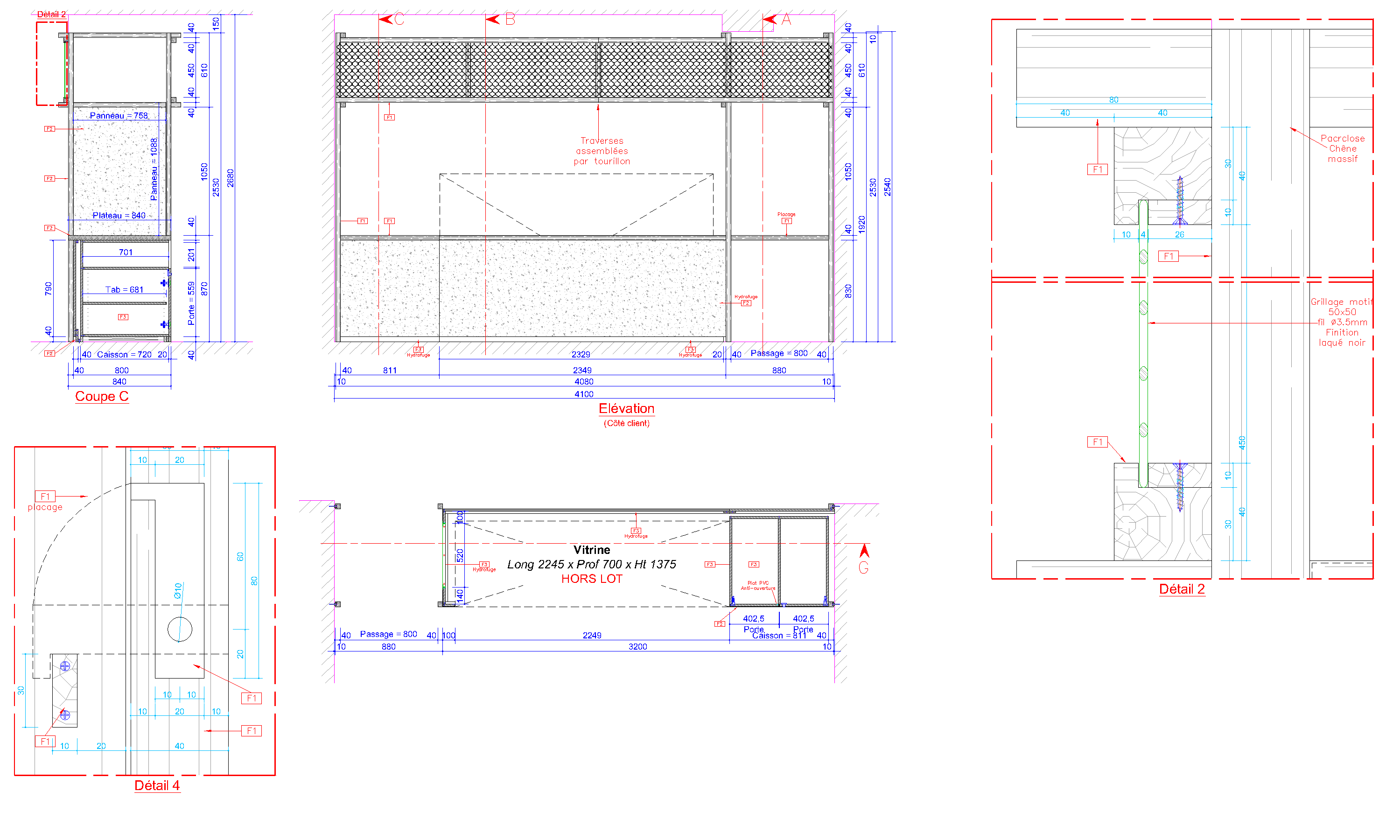 absolu bureau etudes office work space plan drawing draw autocad réalisation restaurants banquettes cuisine