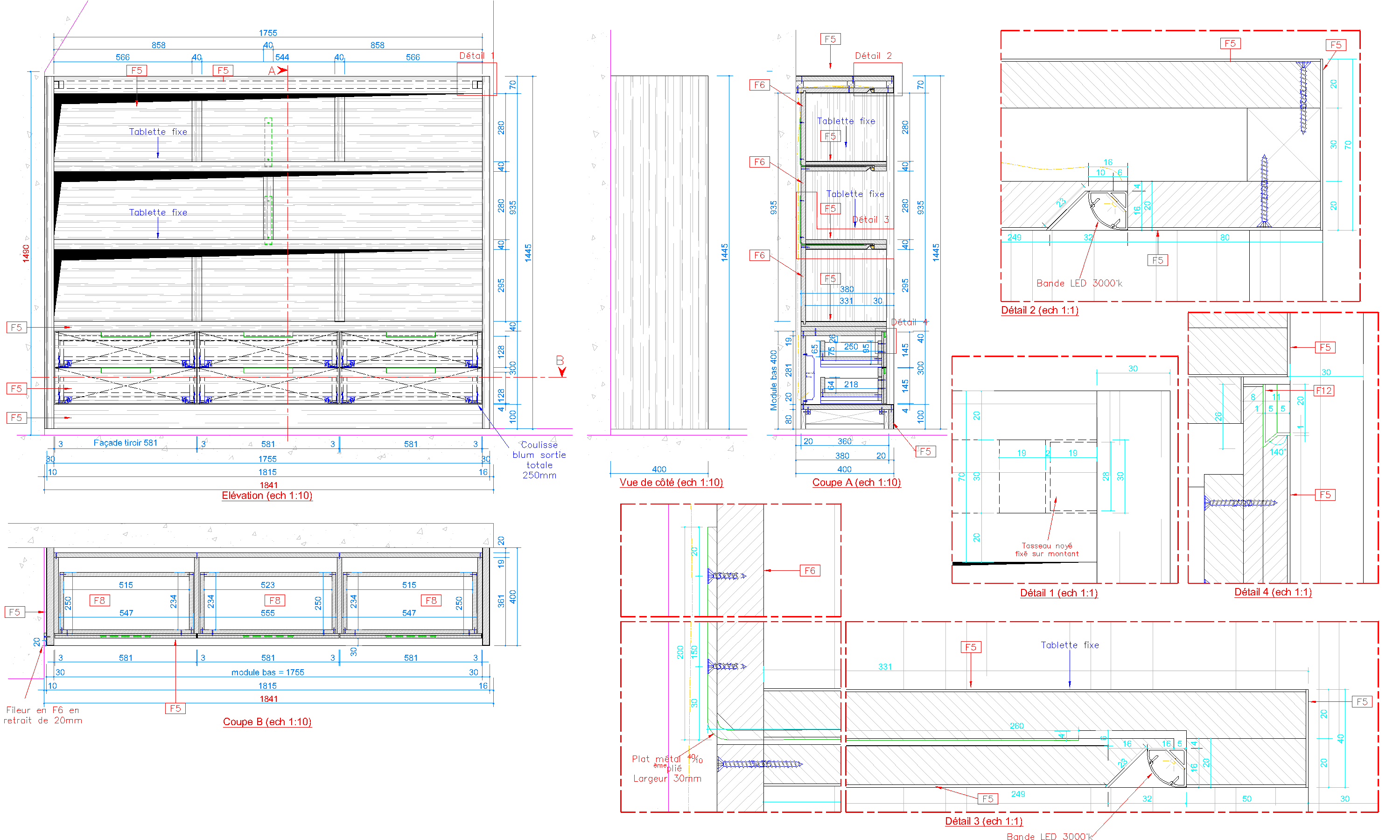 absolu bureau etudes plan autocad  particuliers armoire